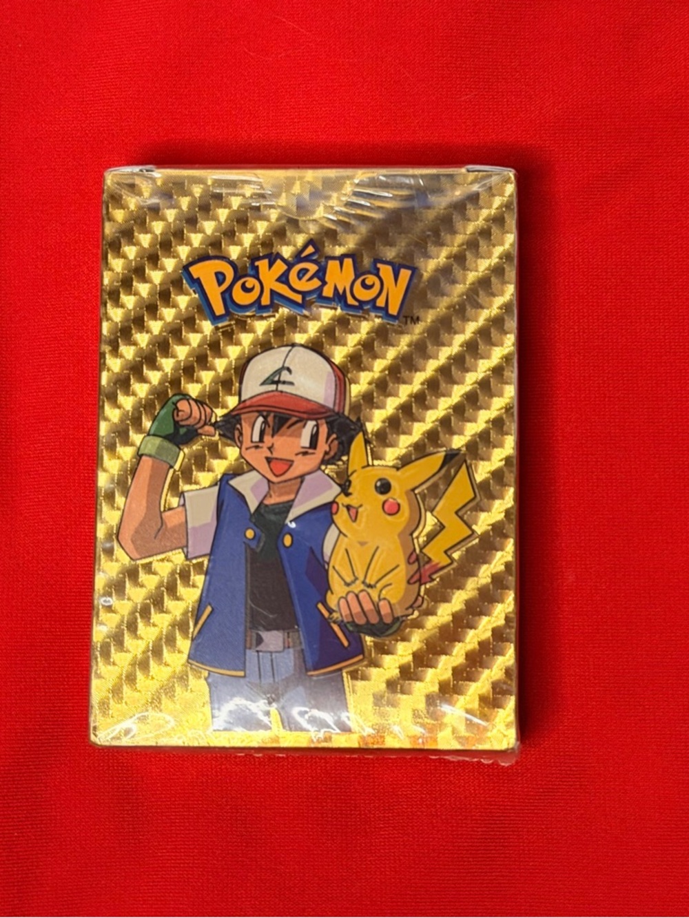 Pokémon Gold Holographic Card 55pc Deck -Box with Ash & Pikachu